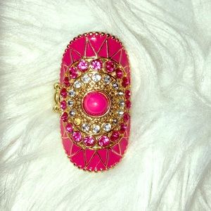 Pink and Gold large stone ring